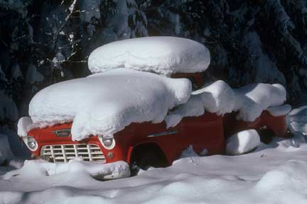 Chevy Truck in Snow, Zigzag, Oregon