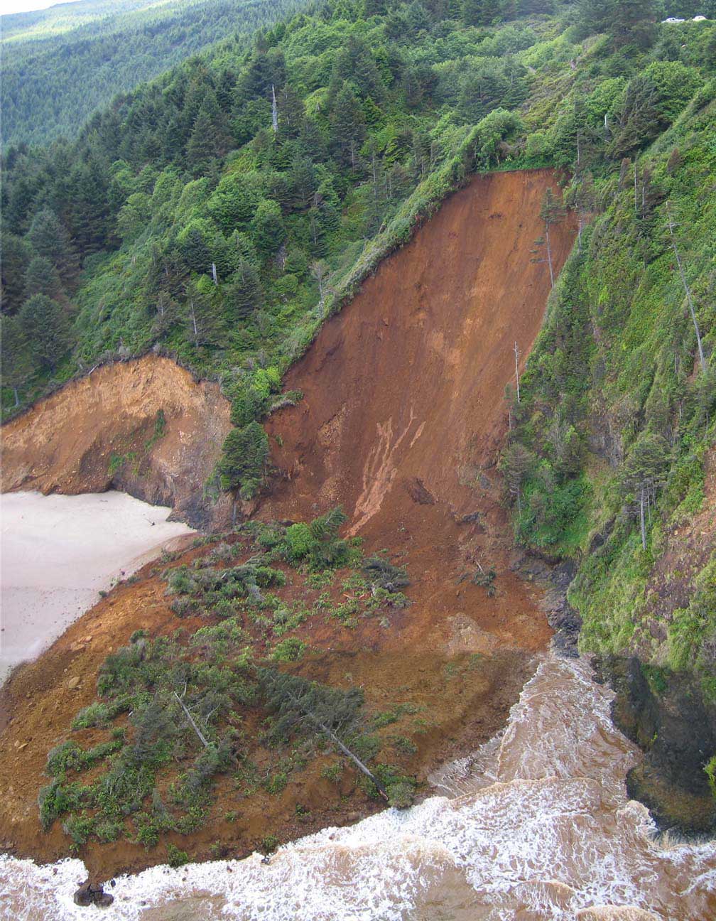 Landslide below Andersons Viewpoint, Cape Lookout State Park