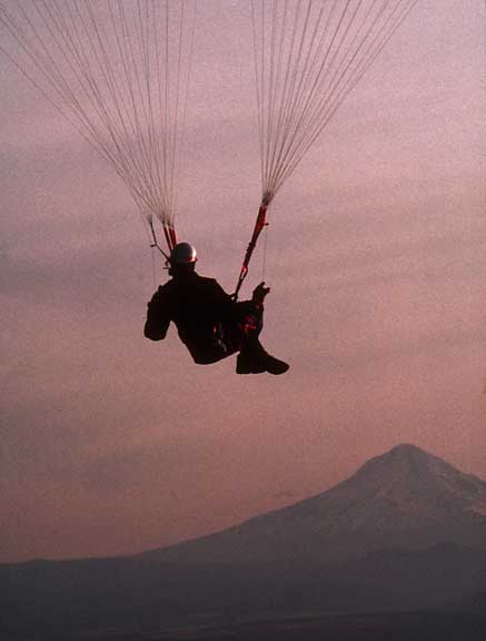 Robbie Whittall flying Maryhill, Mt. Hood in distance