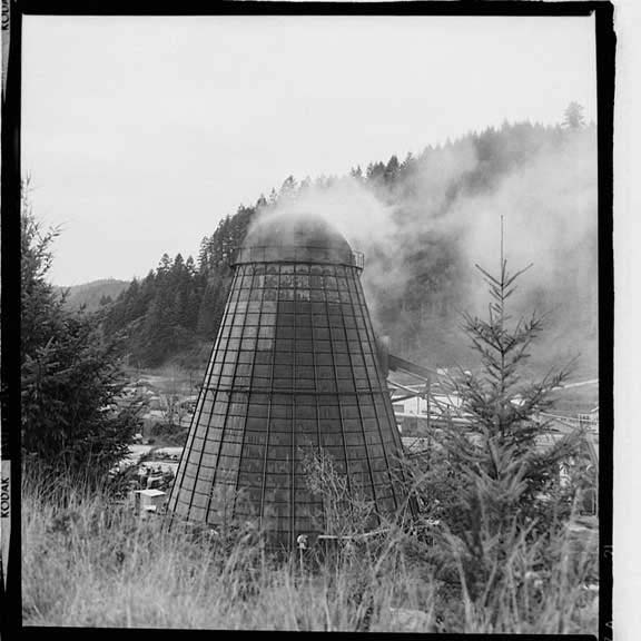 Waste burner, wigwam, photo taken for Oregon Times Magazine 