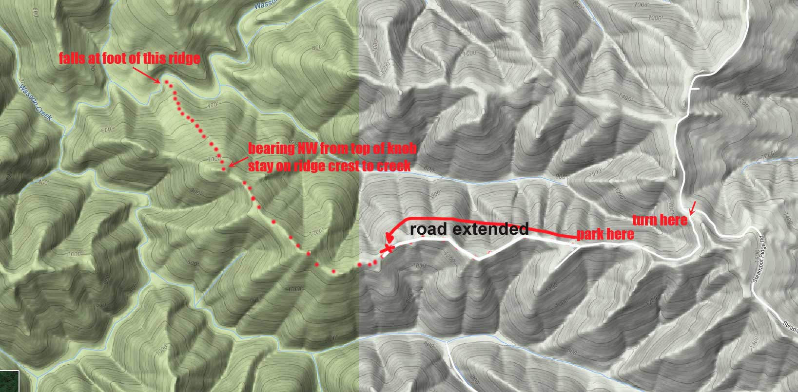 map of Devils Staircase route