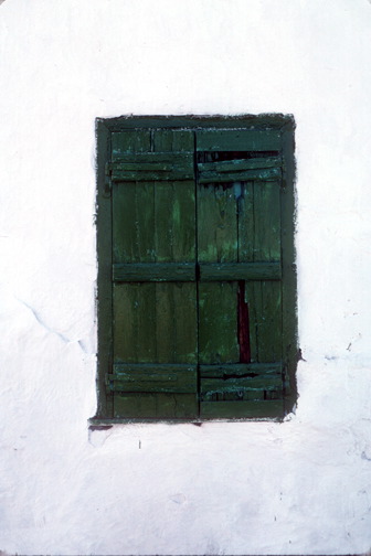 tock photo Greece. green window