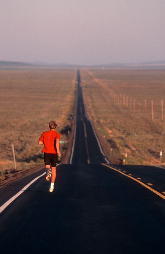 Runner going away on Oregon highway