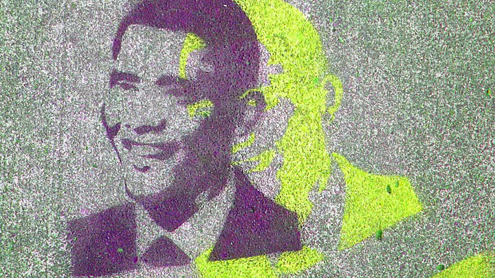 Obama sidewalk stencil