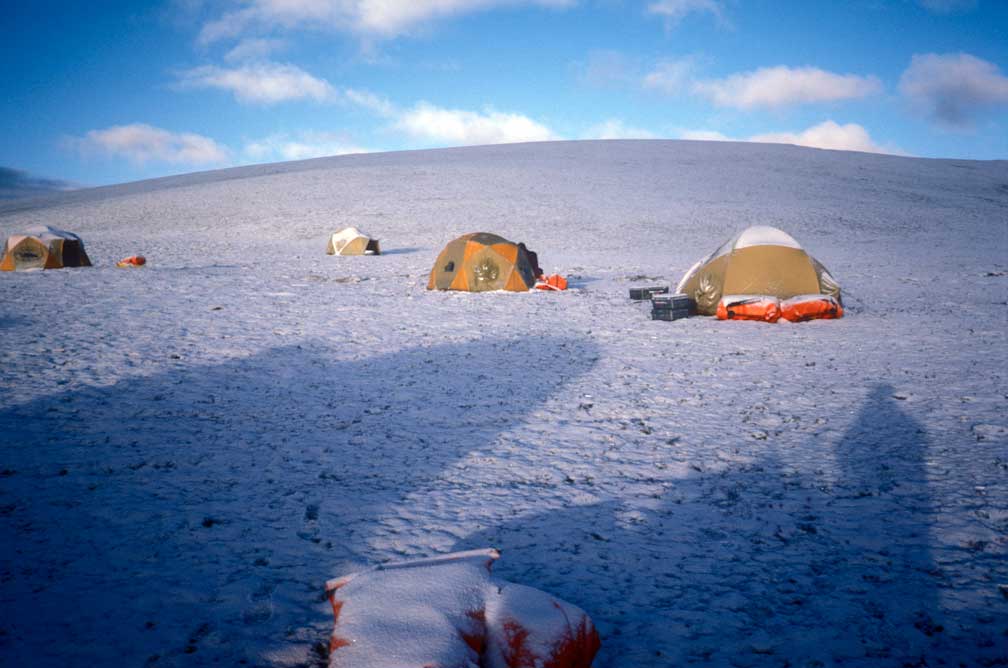 snowy tents